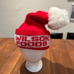 90's Vintage Red and White Farmer's Stocking Cap - Wilson Foods
